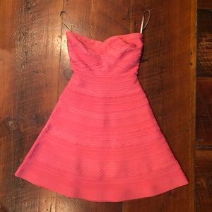 Herve Leger pink strapless dress